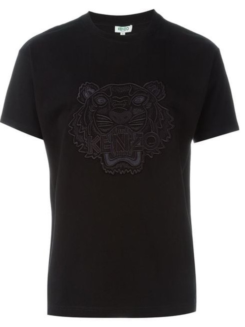 Kenzo Black Tee with Green Logo Tag